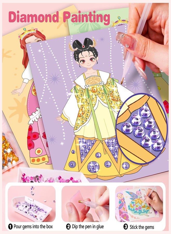 ZHOC Art Craft Activity for Kids, Paper Craft Kits - Paper Makeup DIY Girls Toy Kit with Diamond Painting & Princess Dress Up Set, Christmas Gifts Ideal Birthday Party Gift for Girls Ages 4 5 6 7 8+ - Image 4